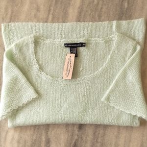 NWT. Club Monaco Woman's Mohair blended short sleeve scoop neck sweater.